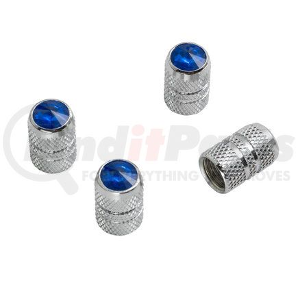 RoadPro RPCRVC4B Tire Valve Stem Cap - Blue Colored Tip, Chrome Finish