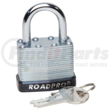 RoadPro RPLS-40 Padlock - 1.5", Steel, Laminated, 1" Double Locking Shackle, with 2 Keys