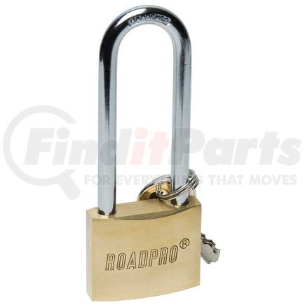 RoadPro RPLB-40L Padlock - 1.5", Brass, 2.5" Double Locking Shackle, with 3 Keys