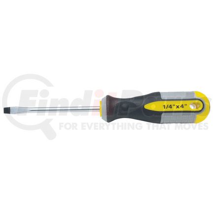 RoadPro RPS1018 Screwdriver - Slotted, 4" x 1/4", Magnetic Tip, with Anti-Slip Grip Handle, Chrome Vanadium Steel