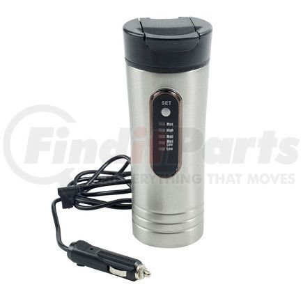 RoadPro RP0719 Electric Mug - Heated, 15 oz., 12V, 5-Temp Setting, Fits Standard Drink Holders