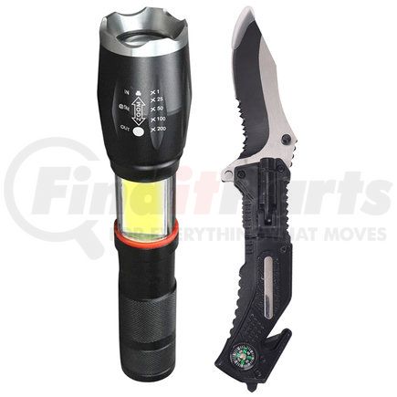 RoadPro RP18079 Flashlight - 2-Piece Combo, with Knife