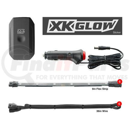 Xkglow KSCARMINI Undercar Kit, 6-Piece, 10", Flex Strip, Xkchrome