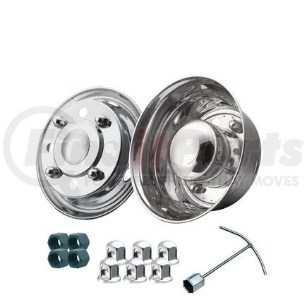 Roadmaster 244S-OL Wheel Simulator Kit, Front/Rear, Stainless Steel, 8 Lug, 4-Hand Hole, 30mm Lug Nut, Lo-Pro, for 1991 GM Kodiac/C6500