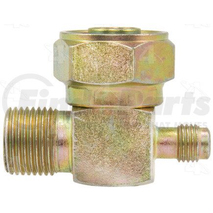 Four Seasons 12718 90° Tube-O to Male Insert O-Ring with R134a Service Port, Steel, Adapter, A/C Fitting