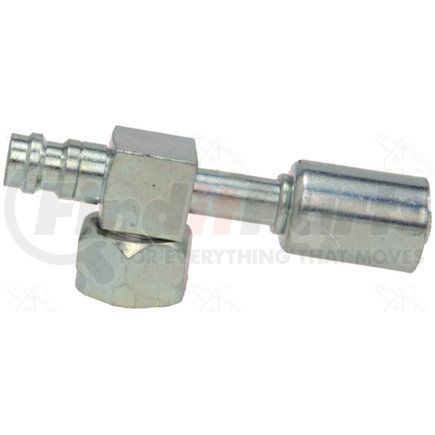 Four Seasons 14818 90° Female O-Ring Short Drop with R134a Service Port, Steel, Standard Diameter Beadlock A/C Fitting
