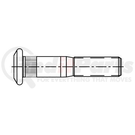 ConMet 103533 Wheel Hub Stud - Right, M22 x 1.5 mm. x 4.75 in., Style 'L', Round Head, Serrated Shank