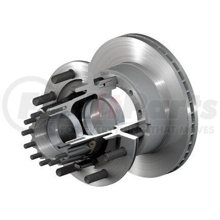 ConMet 10082907 Disc Brake Rotor and Hub Assembly - Hat Section Rotor, Iron Hub, 3.06 in. Stud, Aluminum Wheels