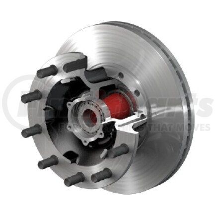 ConMet 10083214 Disc Brake Rotor and Hub Assembly - Front, Flat Rotor, Iron Hub, 2.63 in. Stud, Aluminum Wheels
