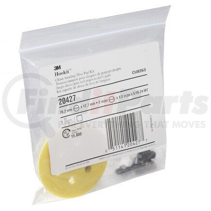 3M 20427 Clean Sanding Disc Pad Kit, 3 in, 5 kits per case