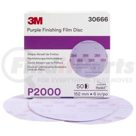 3M 30666 Hookit™ Purple Finishing Film Abrasive Disc 260L, 6 in, P2000, 50 discs per box