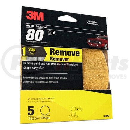3M 31443 Stikit™ Gold Disc 31443, 6", P80A, 5 discs/pack