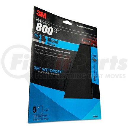 3M 32035 Imperial™ Wetordry™ Sheet 32035, 9" x 11", P800, 5 sheets/pack