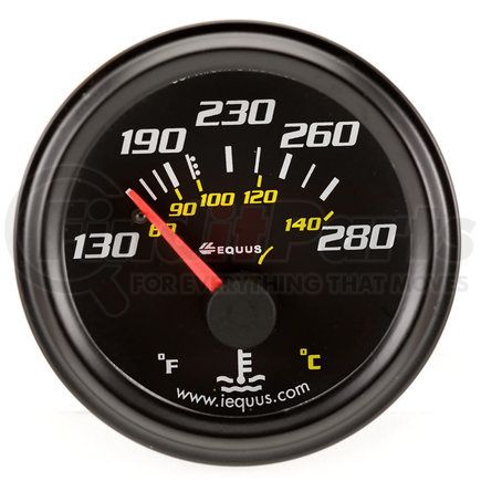Equus Products E6232 Gauge, Water Temperature, 2" , 130-280F, 90 Sweep Mech, Black, 6000 Series