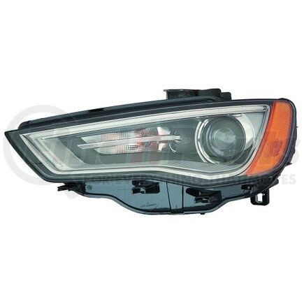 DEPO 346-1118LMUSHM7 Headlight, LH, Lens and Housing, Black/Chrome Housing, Clear Lens, with LED DRL Bar, with Projector, D3S Low Beam and HID High Beam Bulbs, Halogen Turn Signal