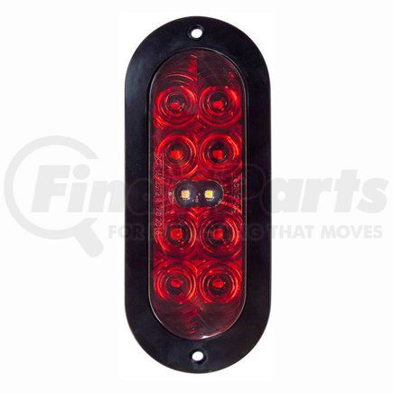 Tecniq T70RWFA1 Stop/Turn/Tail/Reverse Light, 6" Oval, Red Lens, Flange Mount, Amp Connector, T70 Series