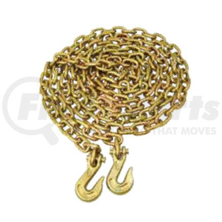 Quality Chain CCG70325 3/8” x 25’ G70 Transport Chain, with 2 Clevis Grab Hooks, Yellow Zinc