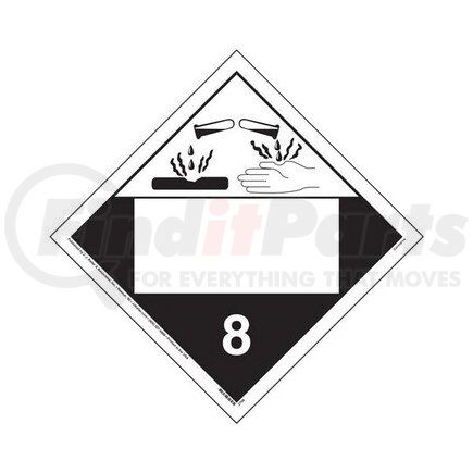 JJ KELLER 39087 Class 8 Corrosive Placard - Blank, Imprinted, 176 lb., Polycoated Tagboard, No Adhesive