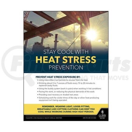 JJ KELLER 63991 Construction Safety Poster - Stay Cool With Heat Stress Prevention
