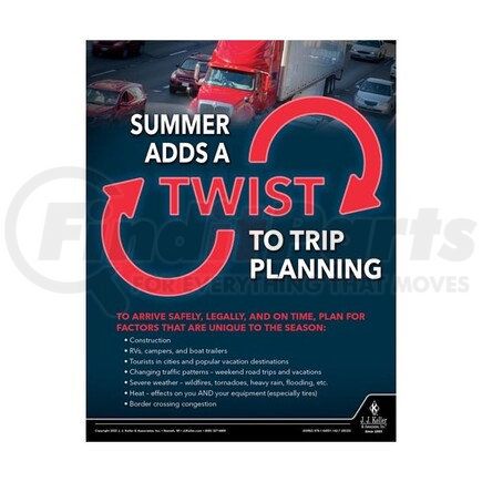 JJ Keller 63962 Motor Carrier Safety Poster - Summer Adds A Twist To Trip Planning