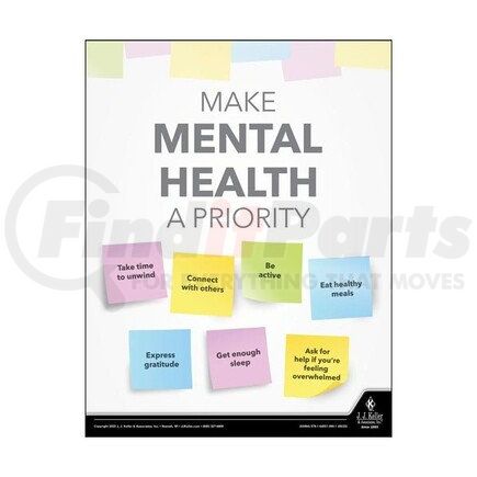 JJ Keller 63964 Health & Wellness Awareness Poster - Make Mental Health A Priority