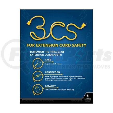 JJ Keller 64063 Workplace Safety Training Poster - For Extension Cord Safety