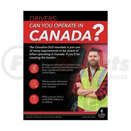 JJ KELLER 64065 Motor Carrier Safety Poster - Drivers: Can You Operate In Canada