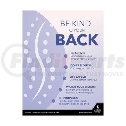JJ KELLER 64102 Health & Wellness Awareness Poster - Be Kind To Your Back