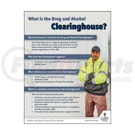 JJ KELLER 64104 Transportation Safety Poster - What Is the Drug and Alcohol Clearinghouse
