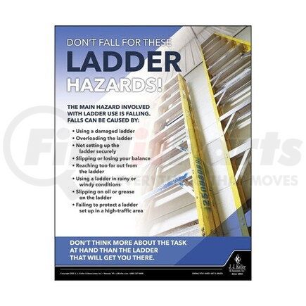 JJ KELLER 64094 Construction Safety Poster - Don't Fall For These Ladder Hazards