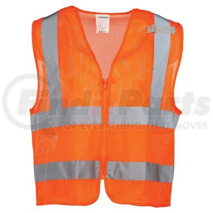 JJ Keller 65114 SAFEGEAR™ Hi-Vis Type R Class 2 No Pocket Safety Vest - S/M, Orange, Zipper Closure with Vertical Reflective Tape