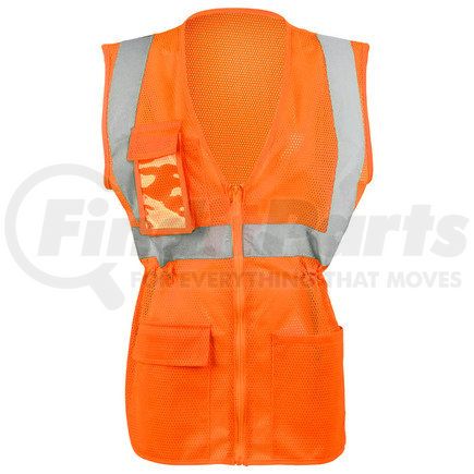 JJ Keller 65532 SAFEGEAR™ Women’s Fit Hi-Vis Type R Class 2 Safety Vest - Medium, Orange, Zipper Closure with Vertical Reflective Tape