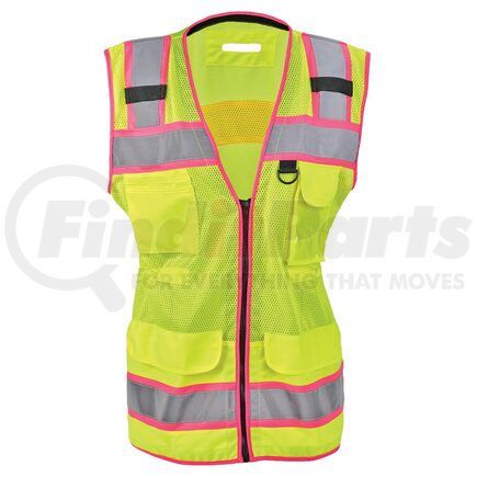 JJ Keller 66195 SAFEGEAR™ Women’s Fit Hi-Vis Lime with Pink Trim Type R Class 2 Safety Vest - Large
