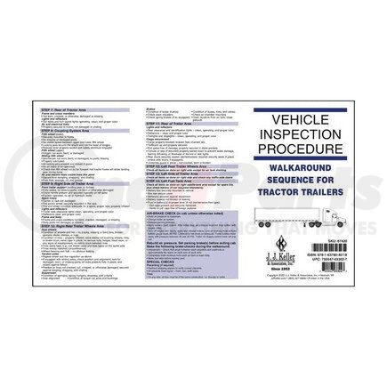 JJ Keller 67420 Vehicle Inspection Procedure Pocket Chart