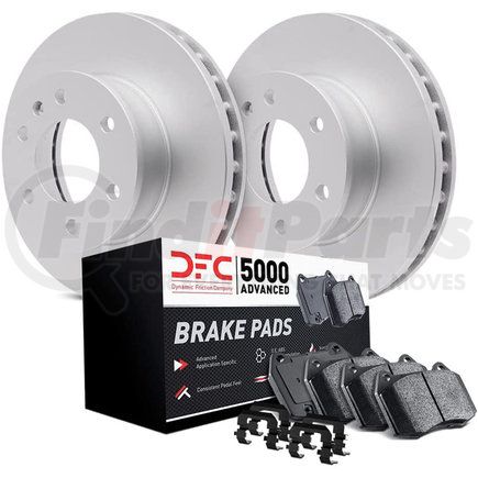 Dynamic Friction Company 4512-80098 GEOSPEC Coated Rotors with 5000 Brake Pads - Ceramic and Hardware