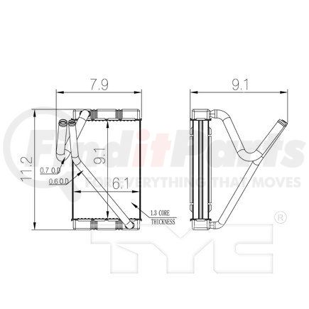 TYC 96119 HVAC Heater Core