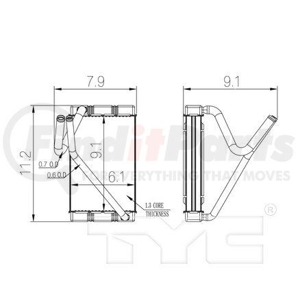 TYC 96119  HVAC Heater Core