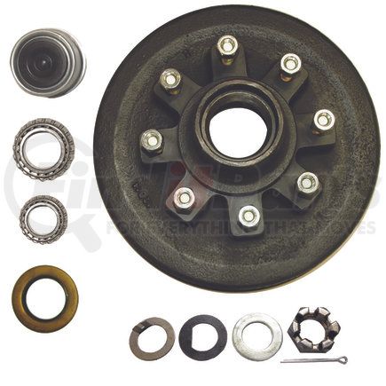 Power10 Parts 12-865-341 12in Brake Drum Kit for 7000 lb Trailer Axle with 2-1/8in Seal, 8 x 1/2in Studs