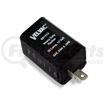 VELVAC 091212 - multi-purpose flasher - 2 terminals, clear smoke, 2-20 lamp rating, 70-120 flash rate fpm, 45 amp rating | electronic flasher | multi-purpose flasher