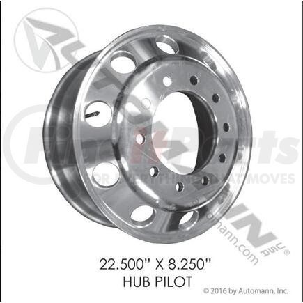 Automann 157.A225X825HP Wheel, Hub Pilot 22.500in X 8.250in Aluminum