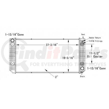 GMC HDC010272PA Design Style  Plastic Aluminum Height  37 1/4 InchesWidth  19 1/16 InchesDepth  1 7/8 InchesInlet  1 3/4 Inch ConnectionOutlet  1 3/4 Inch ConnectionEngine Oil Cooler  NoTrans Oil Cooler  11 1/2 Inch Make  Chevrolet Kodiak GMC TopkickMod