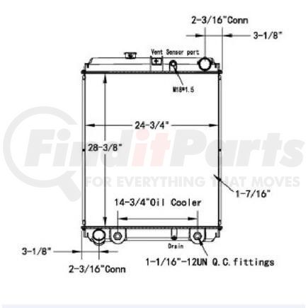 Hino HDC011063PA Design Style  Plastic AluminumHeight  28 1/2 InchesWidth  24 3/4 InchesDepth  1 7/16 InchesInlet  2 3/16 Inch Connection Top RightOutlet  2 3/16 Inch Connection Bottom LeftEngine Oil Cooler  NoTrans Oil Cooler  14 3/4 Inch 6 Plate With Quick