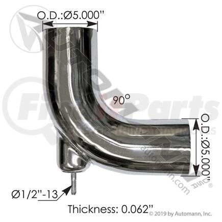 Automann 562.U4617476C Exhaust Elbow - Chrome, For Freightliner