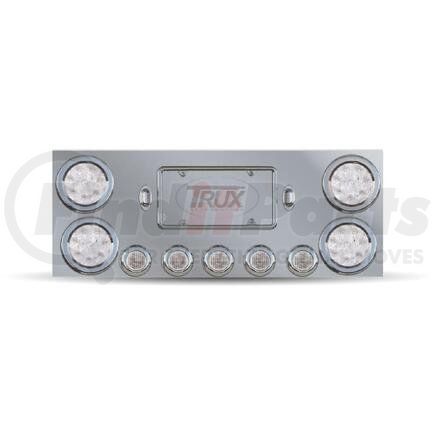 TRUX TU-9002LC Center Panel, Rear, Stainless Steel, with 4 x 4" & 5 x 2" Clear & 2 License LEDs