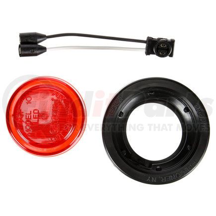 Paccar 10050R Marker Light - 10 Series, Red, Round, LED, Black Polycarbonate Grommet Mount, Fit N' Forget, PL-10, 12V