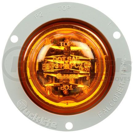 Paccar 10279Y Marker Light - 10 Series, Yellow, Round, High Profile, LED, 8 Diodes, Gray Flange Mount, PL-10, 12V