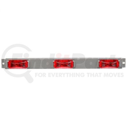 Paccar 15050R Identification Light - 15 Series, Red, Rectangular, LED, 3 Lights, 6" Centers, Silver