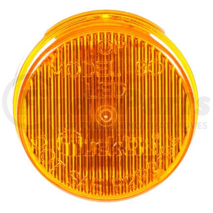 Paccar 30250Y Marker Light - 30 Series, Yellow, Round, LED, 2 Diode, 12V, Polycarbonate, Fit N' Forget