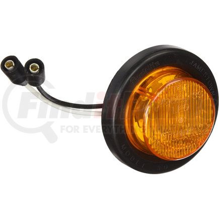 Paccar 30050Y Marker Light - 30 Series, Yellow, Round, LED, 2 Diodes, Black PVC Grommet Mount, Fit N' Forget, Female PL-10