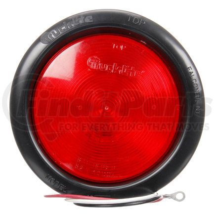 Paccar 40002R Brake / Tail / Turn Signal Light - 40 Series, Red, Round, Incandescent, Black Grommet Mount, PL-3 Stripped End /Ring Terminal
